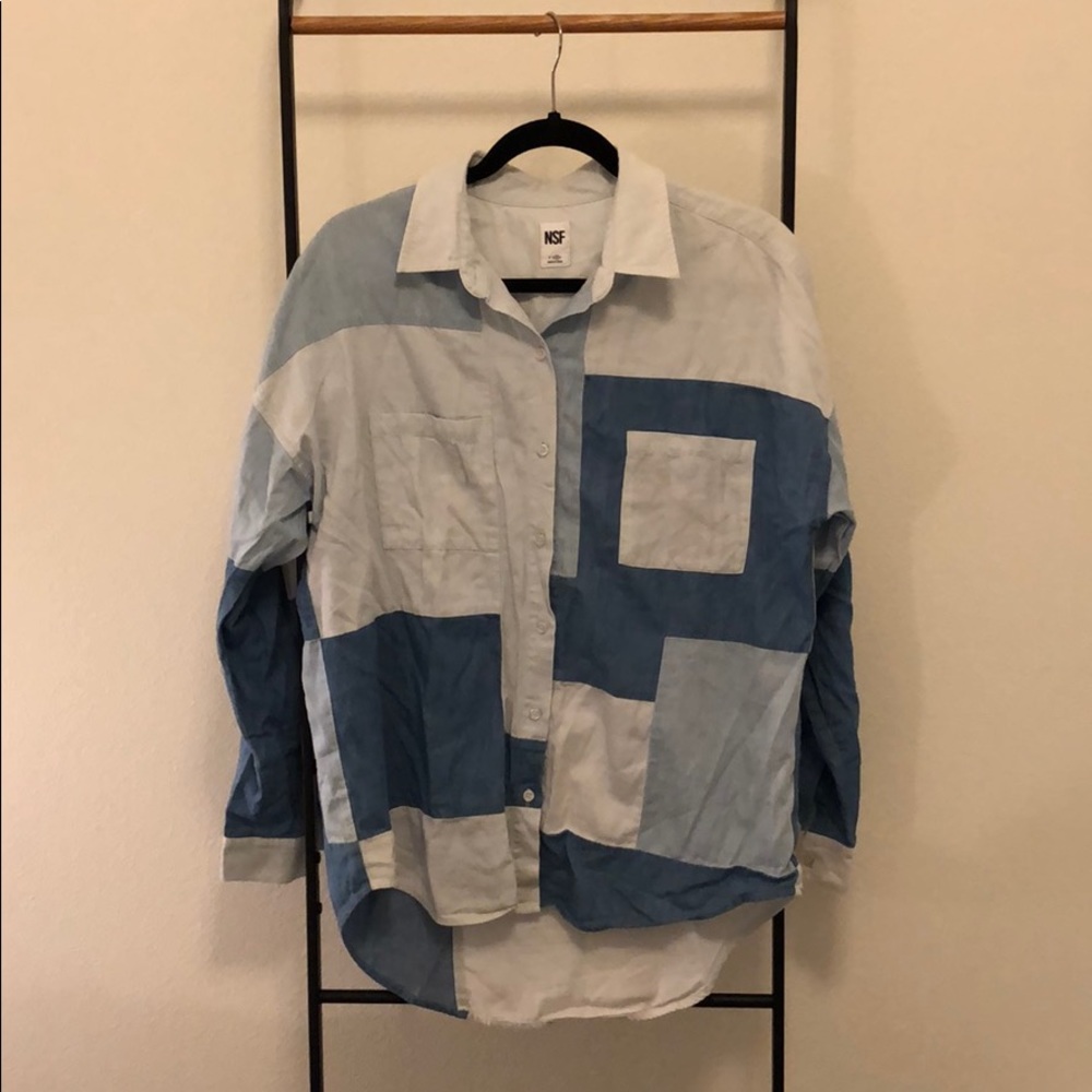 Nsf Patchwork Button Down Shirt - image 1